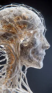 skeleton with lights representing neurons